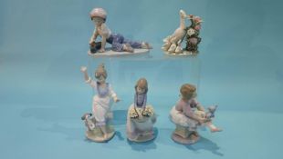 Five various Lladro figures
