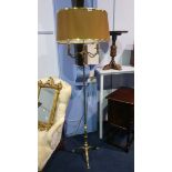 A brass two branch standard lamp