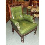 Victorian library chair on turned legs, recently r