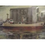 Tom Brown (1933-) pastel drawing, titled 'M/c Dock