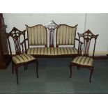 Edwardian drawing room suite in mahogany comprisin