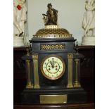 Victorian slate and brass mantel clock, architectu