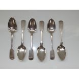 Set of six William IV silver fiddle pattern spoons