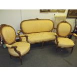 Late 19th century Continental gilt framed suite co