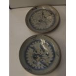 2 18th Century Chinese Blue and White Cargo Plates