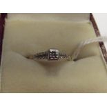 18 ct gold diamond solitaire ring, size H 1/2