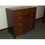 19th century oak chest of two short drawers over t