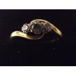 18 carat gold 3 stone diamond ring size N