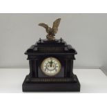 Victorian slate mantel clock, architectural form,