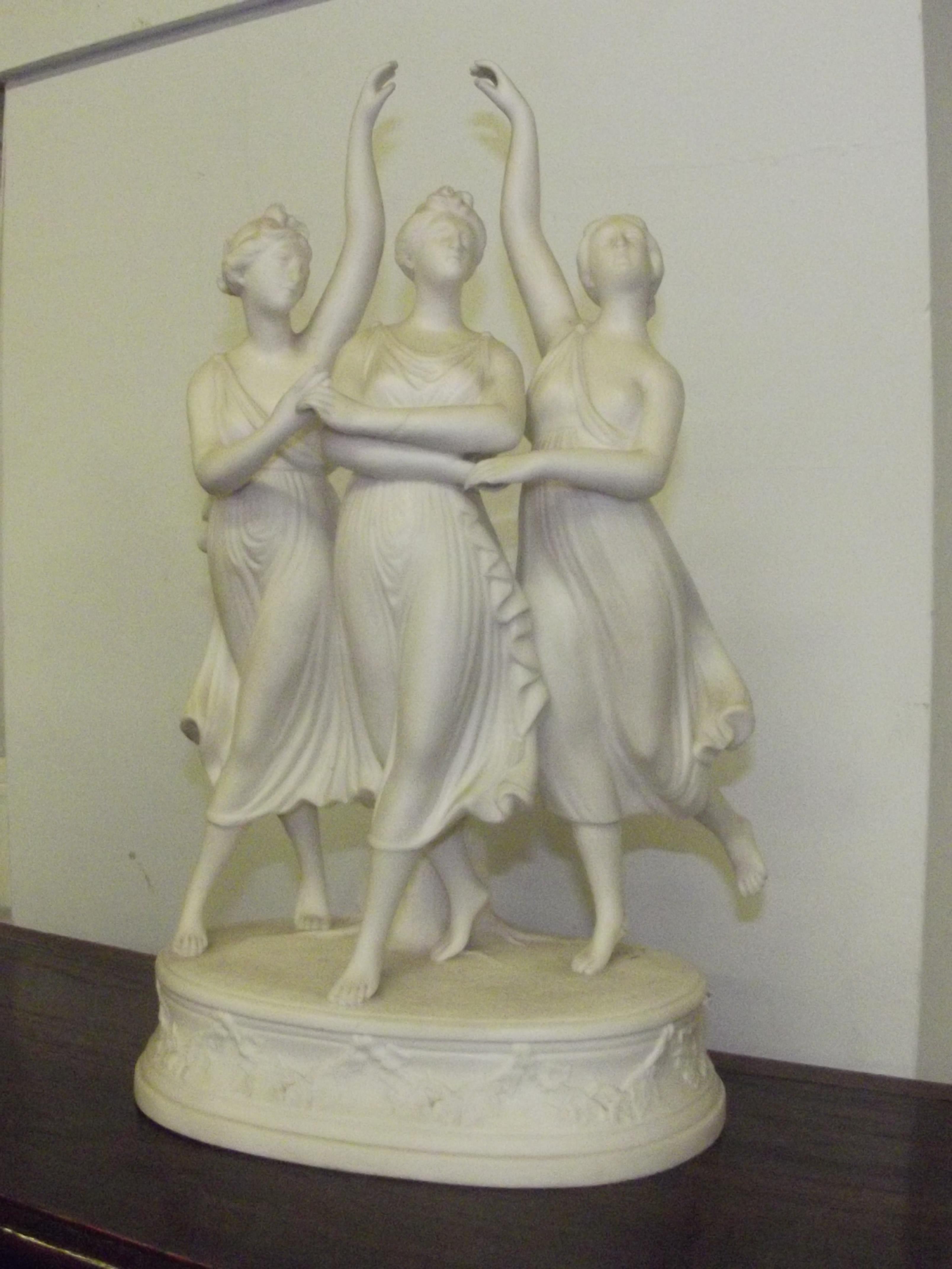 Victorian Parian ware group in the form of the Thr