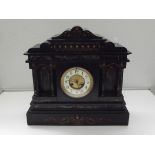 Victorian slate mantel clock, architectural form,