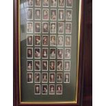 Collection of framed double sided cigarette cards