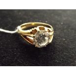 18ct gold ring with very large central white stone