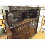 Oak glazed court cupboard, possibly Old Charm