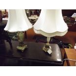 Two onyx table lamps