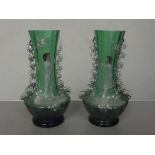 Pair of Mary Gregory style vases, both a/f