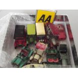 Box of collectable cars to include AA badge