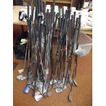 Large quantity of golf clubs