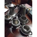 Art & Crafts style pewter tea and coffee set