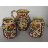 Indian tree water jug and two vases