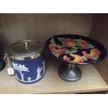 Wedgwood biscuit barrel together with a tubelined