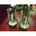Pair of Mary Gregory style vases, a/f
