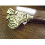 Walking cane with hounds head finial