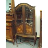 Edwardian rosewood dome top cabinet, marquetry inl