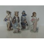 Set of four Lladro figures depicting the four seas