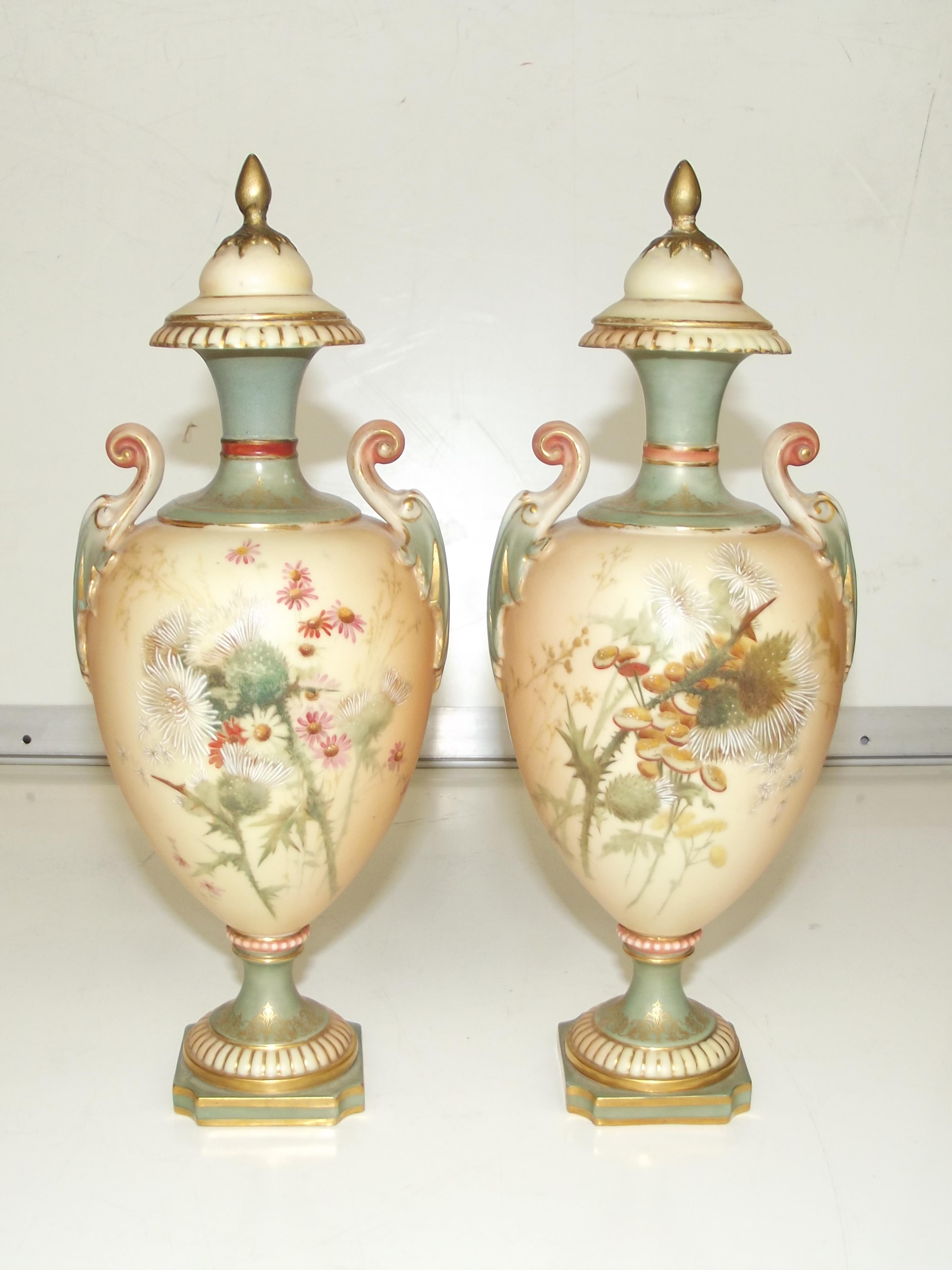 Pair of late 19th century Royal Worcester vases an