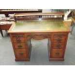 Early 20th century oak twin pedestal desk, rectang