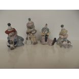 Group of four Lladro clowns, tallest 15cm