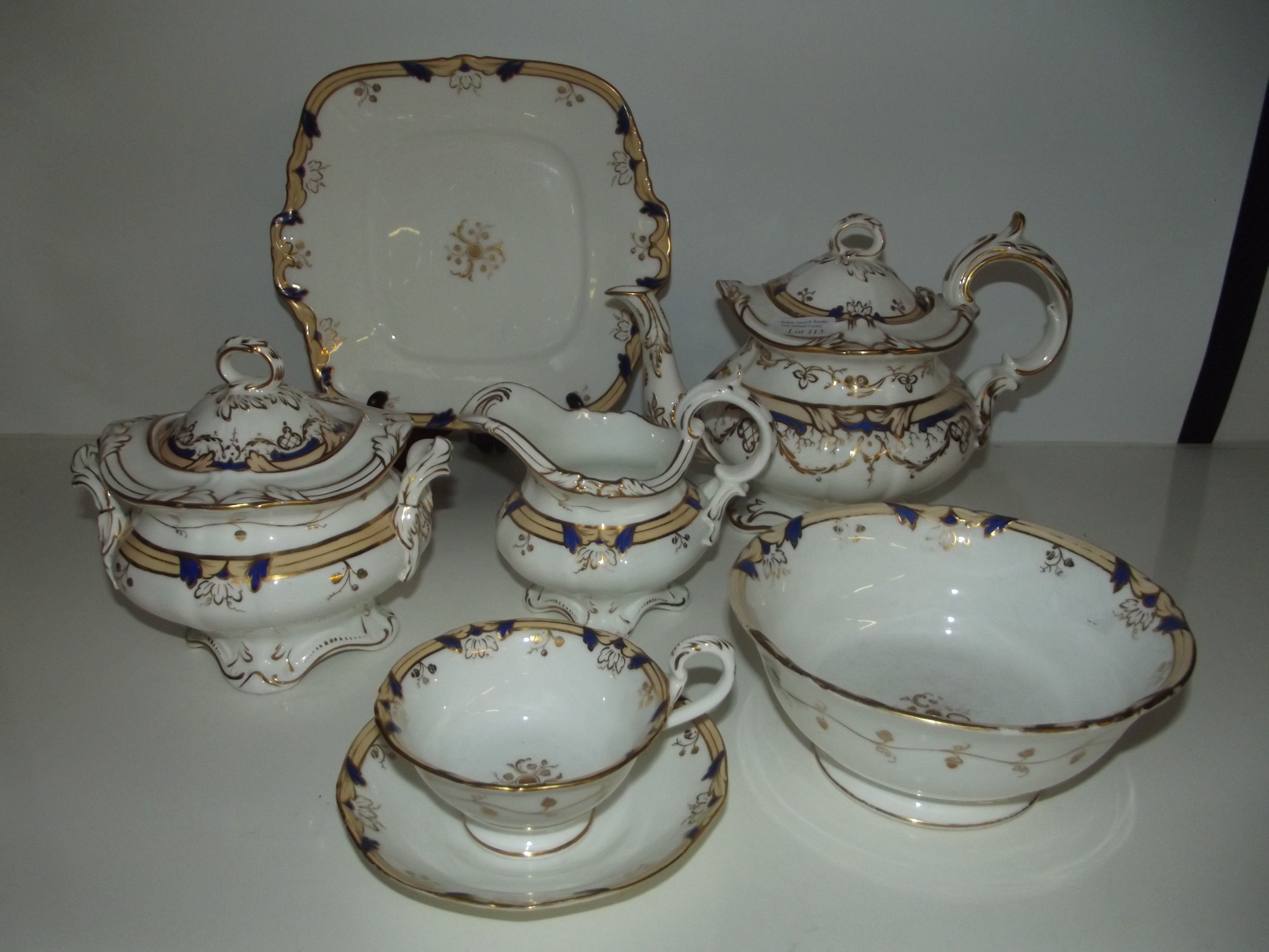 Victorian tea set. few hairlines to cups, one plat