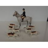 Beswick huntswoman and seven hounds