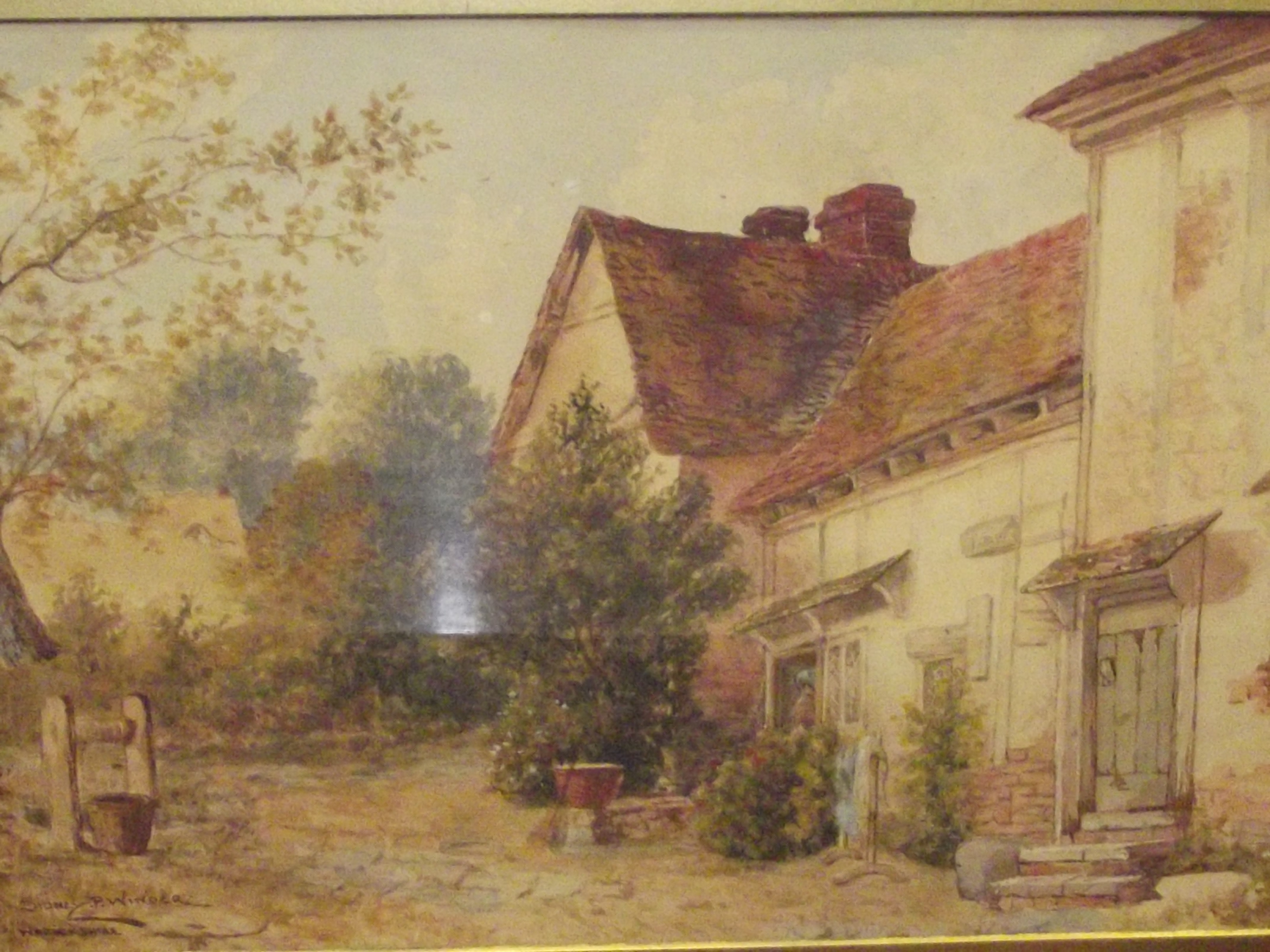 Sidney P Winder, framed watercolour 'Old Houses Wa