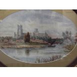 Framed ceramic plaque signed ELY E Kent 1888