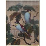 Framed birds made up by Tobacco or Vine leaves, si