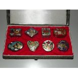 8 boxed miniature enamelled trinket boxes