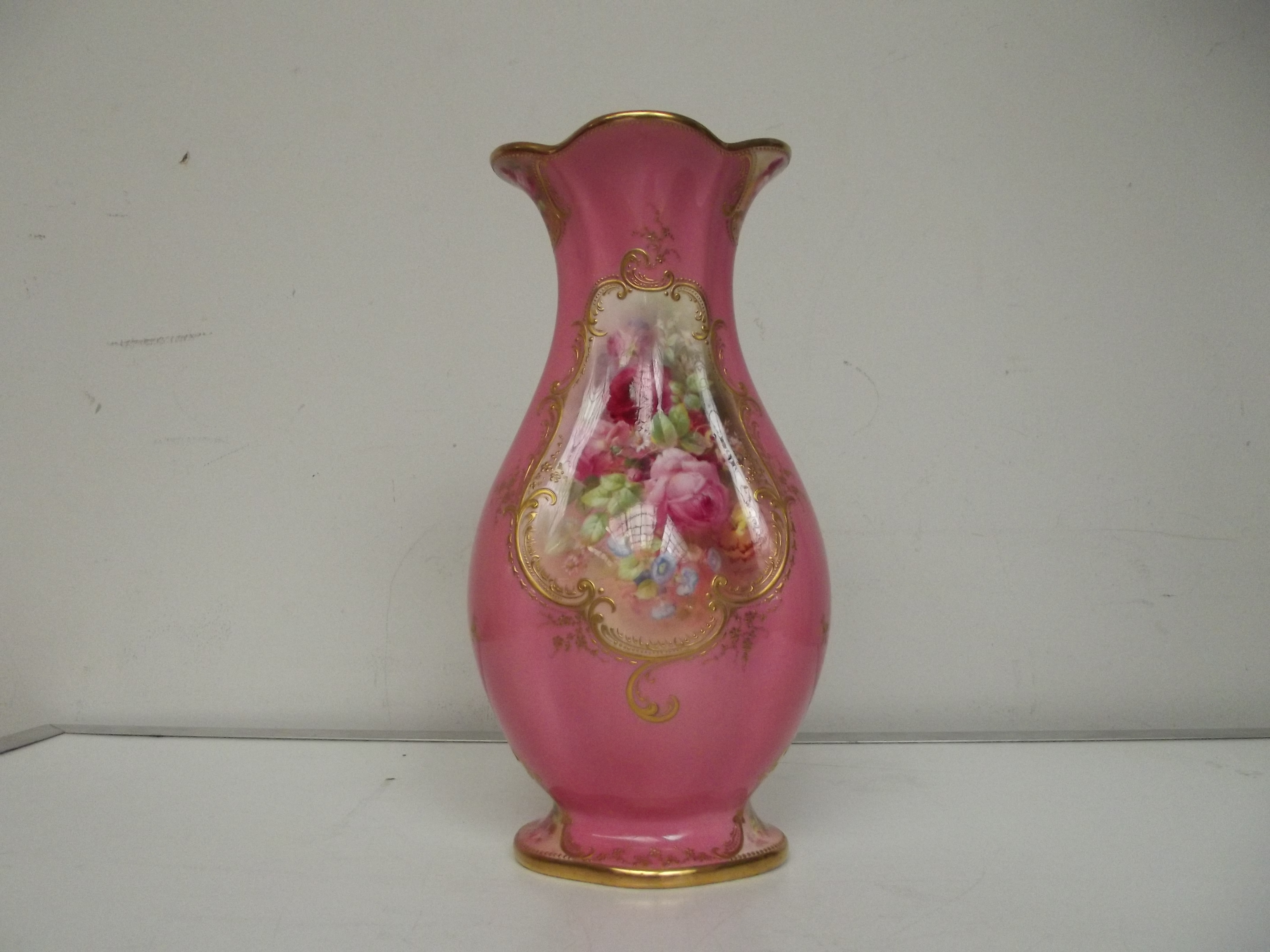 Royal Doulton hand painted vase signed, Curnock
