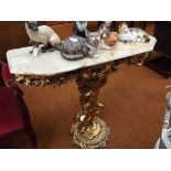 Good quality marble top and gilt hall table