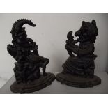 Pair of cast metal Punch and Judy doorstops