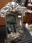 W.M.F style art nouveau mirror, stamped WMF