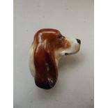 Royal Doulton rare pottery hound dog's head brooch