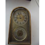 Heavy early brass clock/barometer