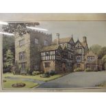 Water colour of Turton towers Bolton signed and da