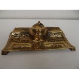 Brass art & craft inkwell and pentray