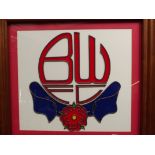 Bolton Wanderers leaded glass framed