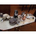 Collection of 5 ceramic cats