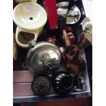 Box of collectables to include shaving equipment