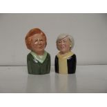 2 Toby jugs, Margaret Thatcher and Theresa May